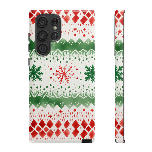 Watercolor Christmas Knitting - Impact Resistant Phone Case Samsung Galaxy S22 Ultra Glossy